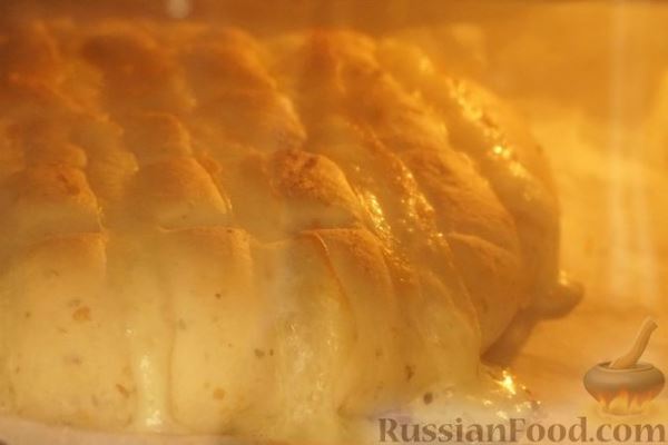 Хлебная лепёшка с моцареллой и чесноком (в духовке)